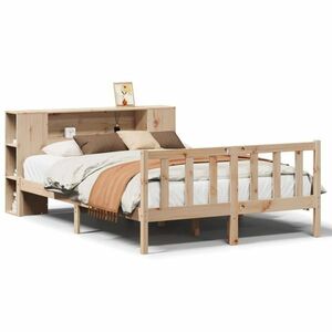 vidaXL tömör fenyőfa könyvespolcos ágy matrac nélkül 150 x 200 cm kép