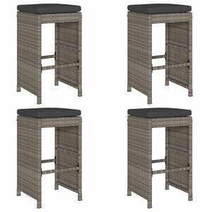 vidaXL 4 db szürke polyrattan kerti bárszék párnával kép