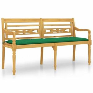 vidaXL tömör tíkfa Batavia pad zöld párnával 150 cm kép