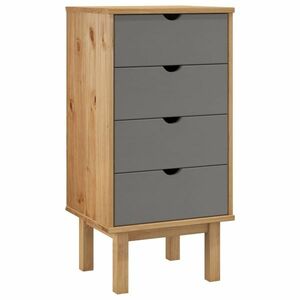 vidaXL OTTA barna és szürke tömör fenyőfa fiókos szekrény 45x39x90 cm kép