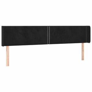 Fekete bársony szárnyas fejtámla 203x16x78/88 cm kép