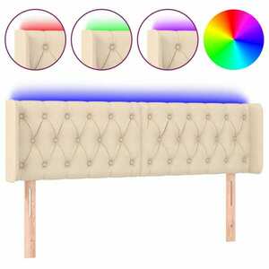 vidaXL krémszínű szövet LED-es fejtámla 147 x 16 x 78/88 cm kép