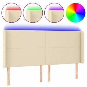 Krémszínű szövet led-es fejtámla 203x16x118/128 cm kép