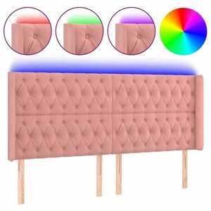 vidaXL rózsaszín bársony LED-es fejtámla 203x16x118/128 cm kép