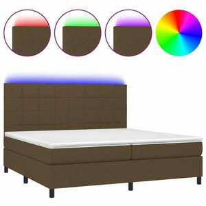 Barna szövet rugós és led-es ágy matraccal 200x200 cm kép