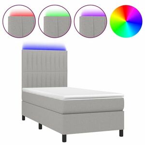 Világosszürke szövet rugós és led-es ágy matraccal 100x200 cm kép