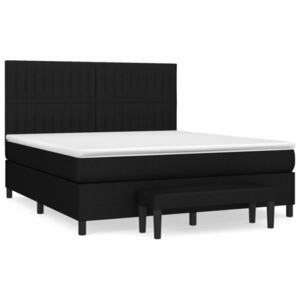 vidaXL fekete szövet rugós ágy matraccal 180 x 200 cm kép