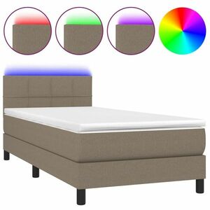 vidaXL tópszínű szövet rugós és LED-es ágy matraccal 100x200 cm kép