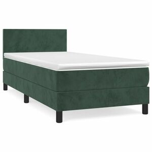 vidaXL sötétzöld bársony rugós ágy matraccal 90x190 cm kép