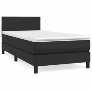 vidaXL fekete műbőr rugós ágy matraccal 90 x 200 cm kép