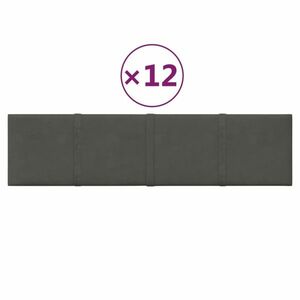 vidaXL 12 db sötétszürke bársony fali panel 60x15 cm 1, 08 m² kép