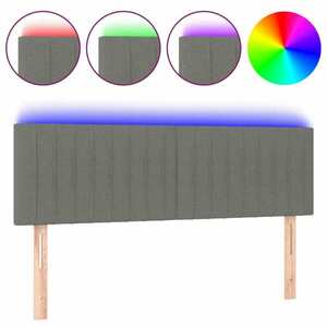 Sötétszürke szövet led-es fejtámla 144x5x78/88 cm kép