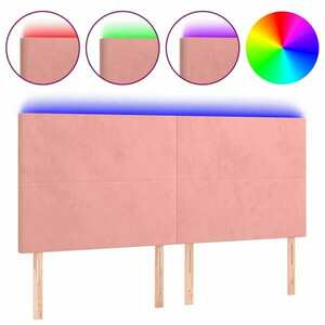 Rózsaszín bársony LED-es fejtámla 180x5x118/128 cm kép