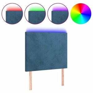 vidaXL sötétkék bársony LED-es fejtámla 100x5x118/128 cm kép