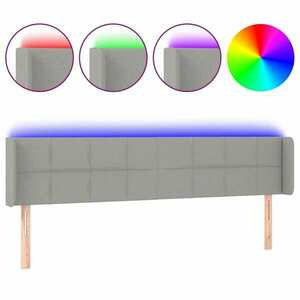 Világosszürke szövet led-es fejtámla 183 x 16 x 78/88 cm kép