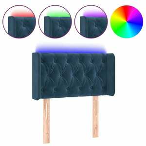 Sötétkék bársony led-es fejtámla 83 x 16 x 78/88 cm kép