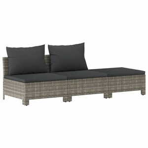 vidaXL 3 részes szürke polyrattan kerti ülőgarnitúra párnákkal kép