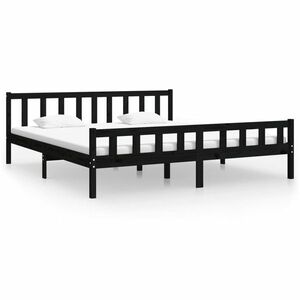 vidaXL fekete tömör fa ágykeret 200x200 cm kép
