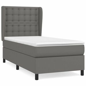 vidaXL szürke műbőr rugós ágy matraccal 90x190 cm kép