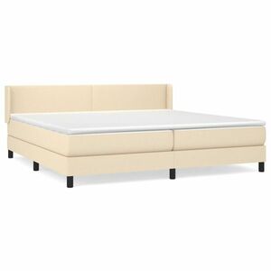 vidaXL krémszínű szövet rugós ágy matraccal 200 x 200 cm kép