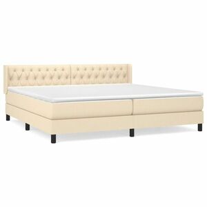 vidaXL krémszínű szövet rugós ágy matraccal 200 x 200 cm kép