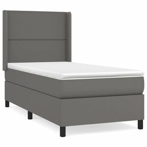 vidaXL szürke műbőr rugós ágy matraccal 90x190 cm kép