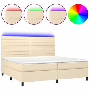 vidaXL krémszínű szövet rugós és LED-es ágy matraccal 200 x 200 cm kép