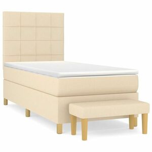 vidaXL krémszínű szövet rugós ágy matraccal 90 x 200 cm kép
