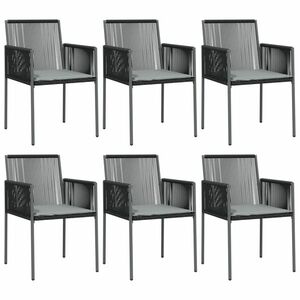 vidaXL 6 db fekete polyrattan kerti szék párnával 54x60, 5x83, 5 cm kép