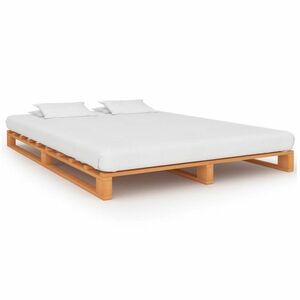Barna tömör fenyőfa raklap ágykeret 200 x 200 cm kép