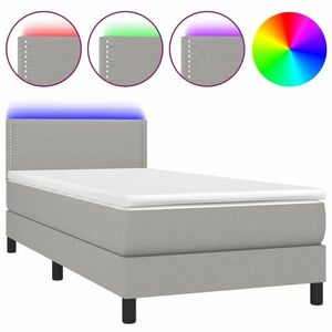 vidaXL világosszürke szövet rugós és LED-es ágy matraccal 90x200 cm kép