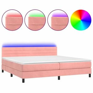 vidaXL rózsaszín bársony rugós és LED-es ágy matraccal 200x200 cm kép