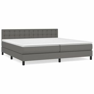 vidaXL szürke műbőr rugós ágy matraccal 200 x 200 cm kép