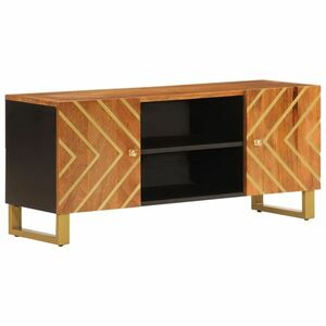 vidaXL fekete-barna tömör mangófa TV-szekrény 105 x 33, 5 x 46 cm kép