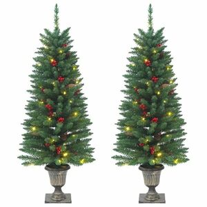 vidaXL 2 db zöld műkarácsonyfa 100 db LED-del 120 cm kép