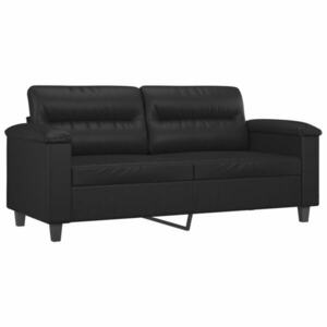 2 személyes fekete műbőr kanapé 140 cm kép