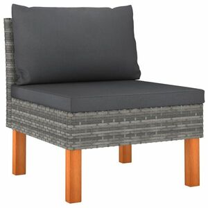 Polyrattan és tömör eukaliptuszfa középső kanapé kép
