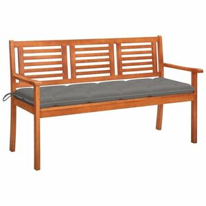 3 személyes tömör eukaliptuszfa kerti pad párnával 150 cm kép