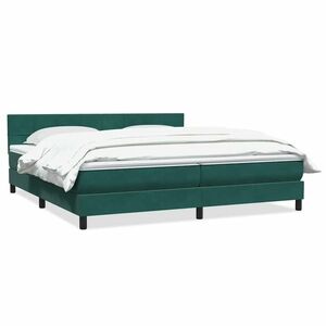 vidaXL sötétzöld bársony rugós ágy matraccal 180x210 cm kép