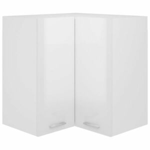 vidaXL magasfényű fehér szerelt fa függő sarokszekrény 57 x 57 x 60 cm kép