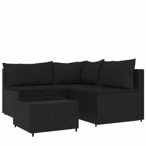 vidaXL 4 részes fekete polyrattan kerti ülőgarnitúra párnákkal kép
