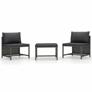 vidaXL 3 részes szürke polyrattan kerti ülőgarnitúra párnákkal kép