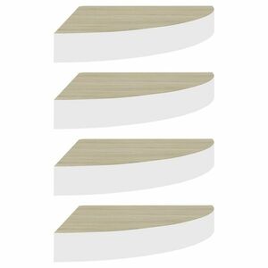 vidaXL 4 db tölgyszínű és fehér MDF fali sarokpolc 25 x 25 x 3, 8 cm kép