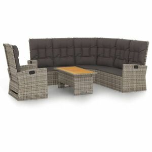 vidaXL 3 részes szürke polyrattan kerti ülőgarnitúra párnákkal kép