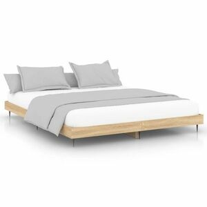 vidaXL sonoma tölgy színű szerelt fa ágykeret matrac nélkül 160x200 cm kép