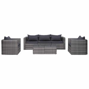 vidaXL 6-részes szürke polyrattan kerti bútorszett párnákkal kép