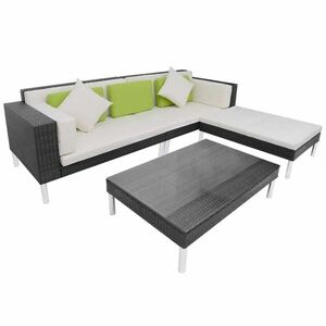 vidaXL polyrattan kerti bútorgarnitúra fekete kép