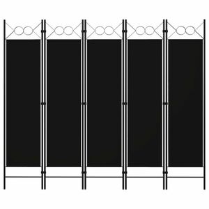 vidaXL fekete 5 paneles paraván 200 x 180 cm kép