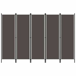 vidaXL antracitszürke 5 paneles paraván 250 x 180 cm kép