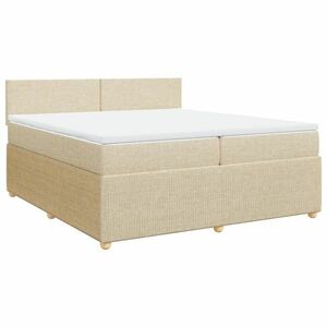 vidaXL krémszínű szövet rugós ágy matraccal 200 x 200 cm kép